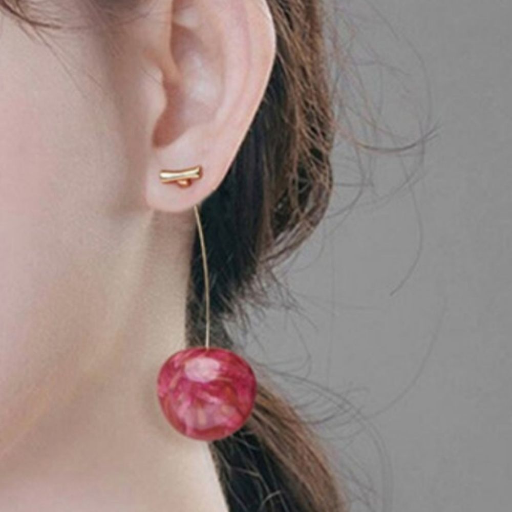 Cherry Threaded Resin Earrings